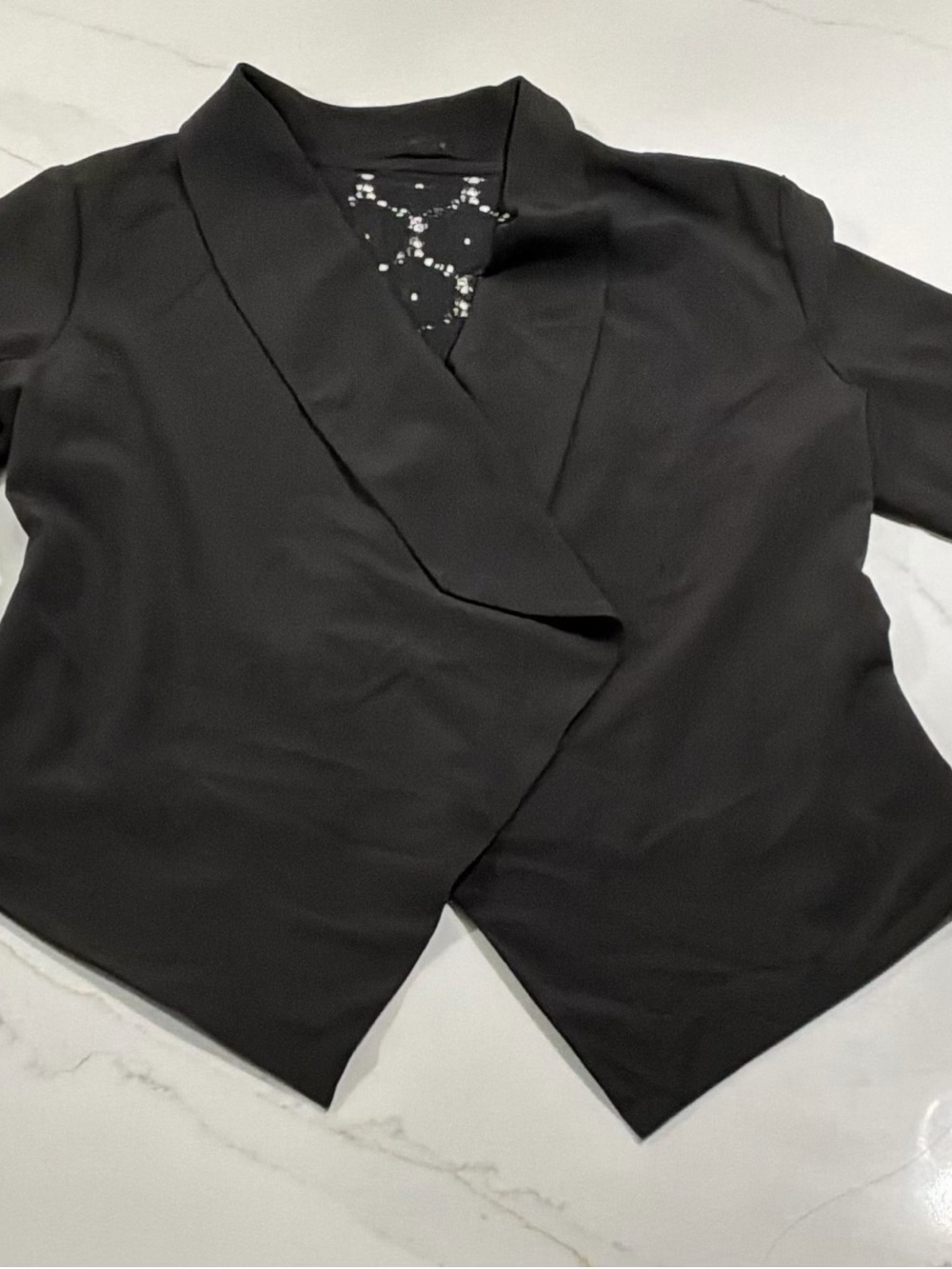 mine Black Draped Open-Front Blazer
